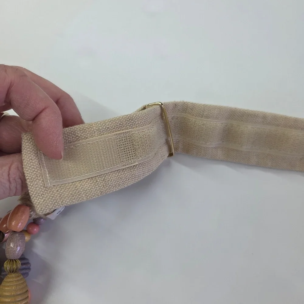Carolyn‎ Tanner Beaded Belt Womens One Size Tan Multi Color Boho Adjustable